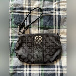 Coach Julia Signature Black Canvas Wristlet Wallet